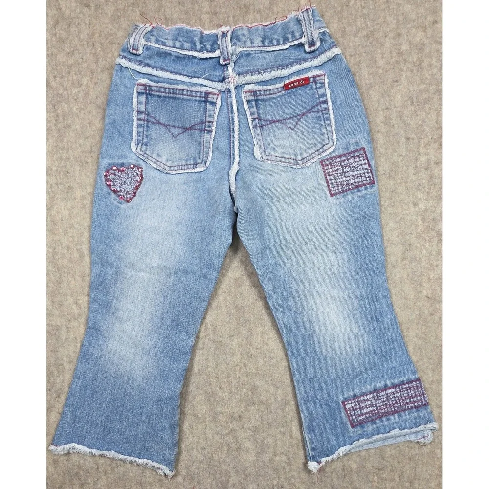 Zana Di Girls Y2K Jeans Size 8, Fringe Distressed Light‎ Wash